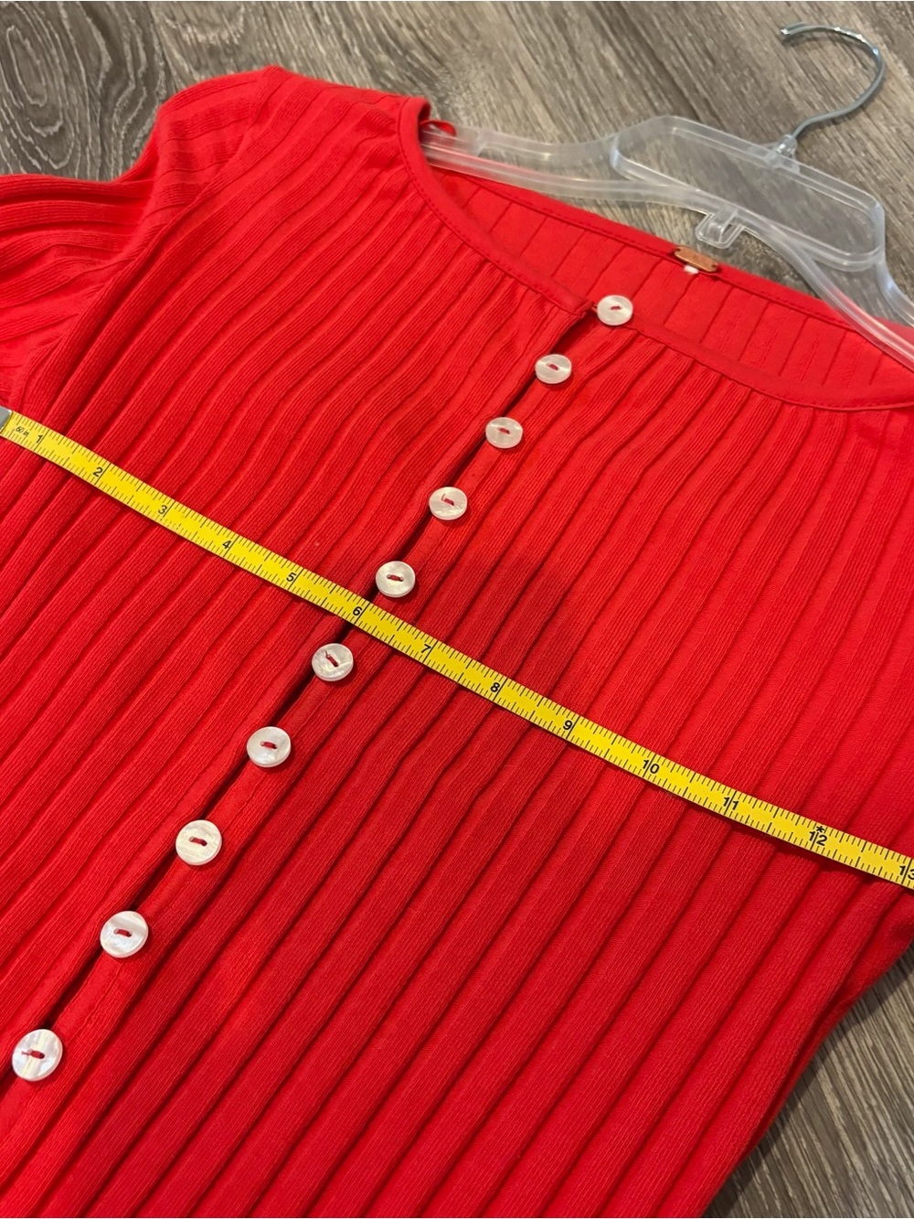 Free People Red Ribbed Button-Down Cardigan Size S - Picture 5 of 6